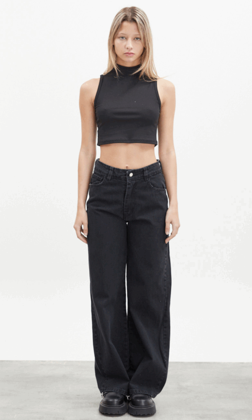Wleg Negro Gastado Tiro Medio - LUSH BLACK