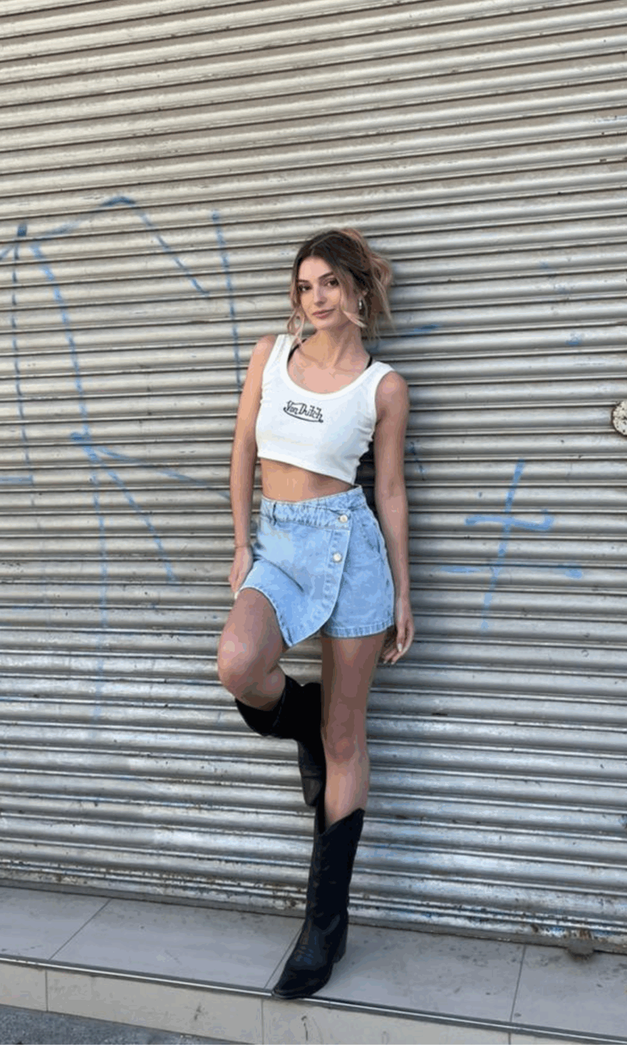 Skort Celeste Nevado Tiro Medio - LUCY