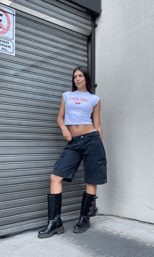 Jork Cargo Negro Gastado C/Argoya Tiro Medio - MILO