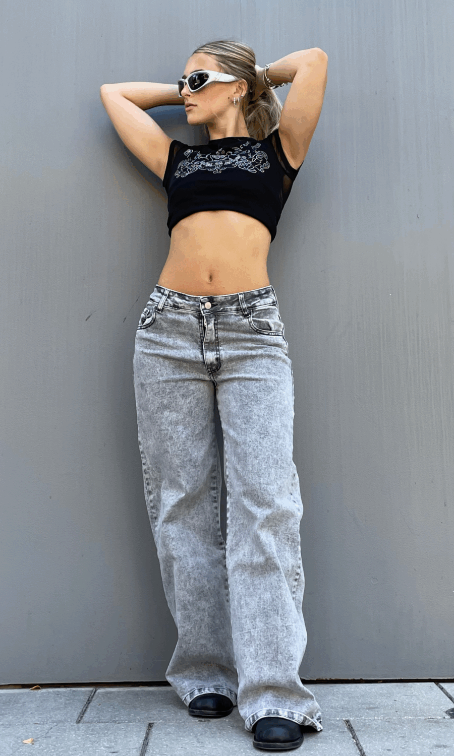 Wleg Elastizado Gris Tiro Medio - BLIS