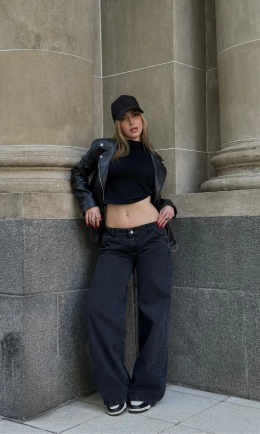 Wleg Negro Gastado Tiro Bajo - NEREA