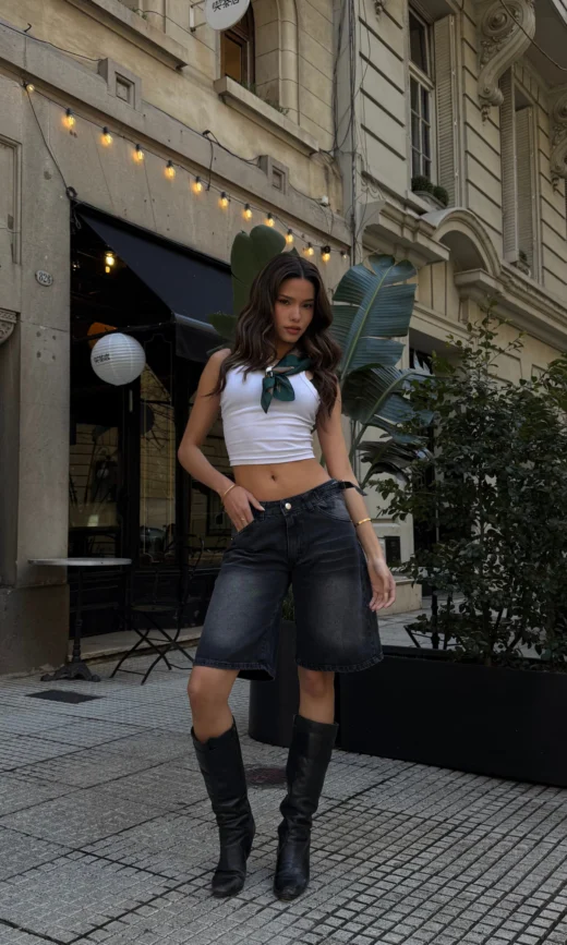 Bermuda Hebilla Gris Tiro Bajo - SENNA