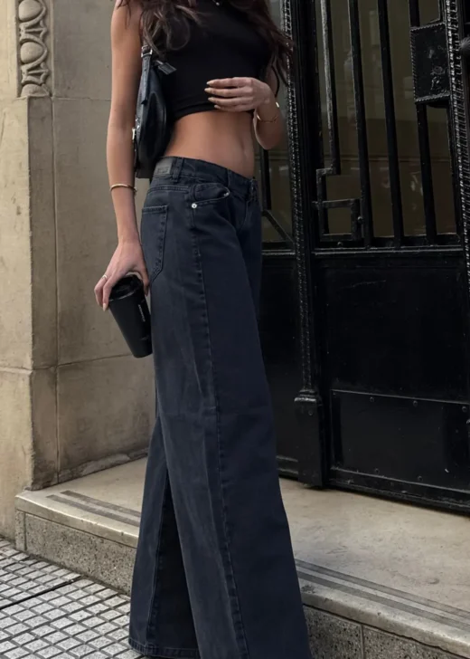 Wleg Negro Gastado Tiro Bajo - NEREA