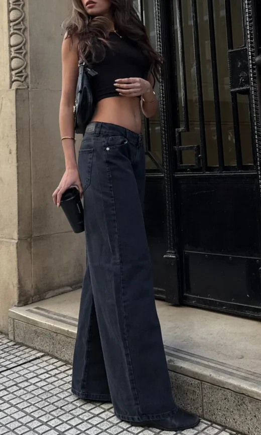 Wleg Negro Gastado Tiro Bajo - NEREA