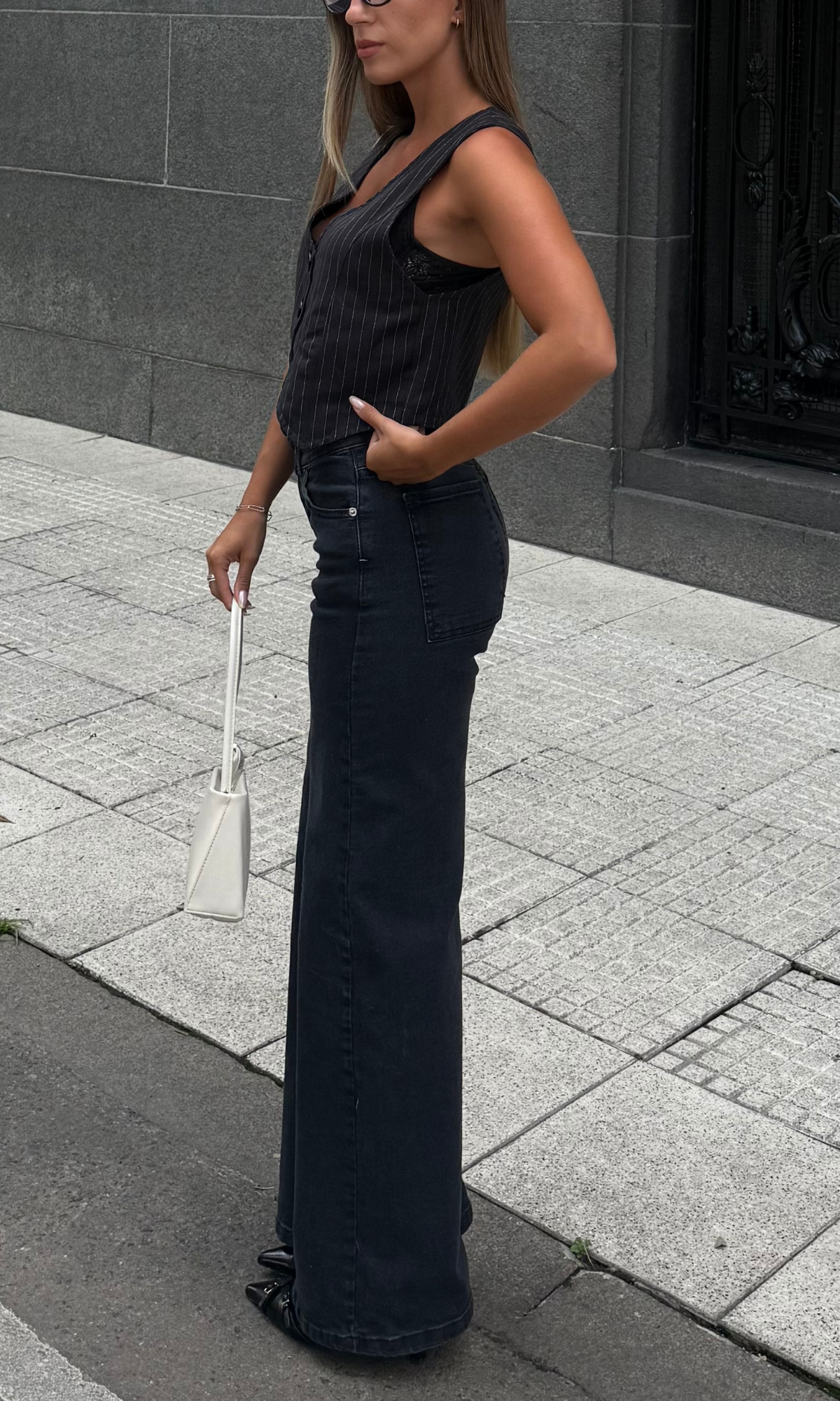 Wleg Elastizado Negro Gastado Tiro Medio - BLK - Image 4