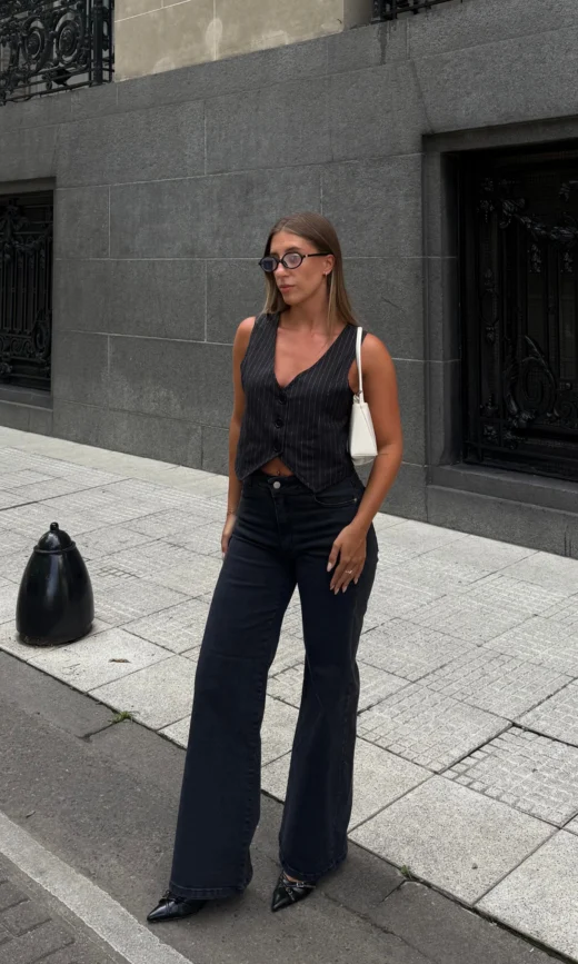 Wleg Elastizado Negro Gastado Tiro Medio - BLK