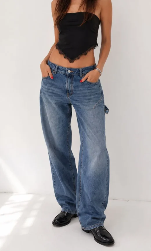Baggy Celeste Hebillas Tiro Bajo - JUANA