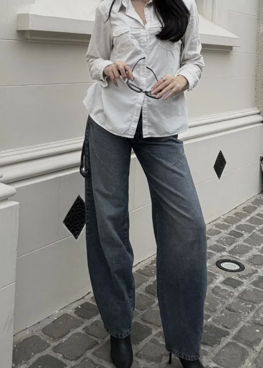 Baggy Celeste Hebillas Tiro Bajo - JUANA