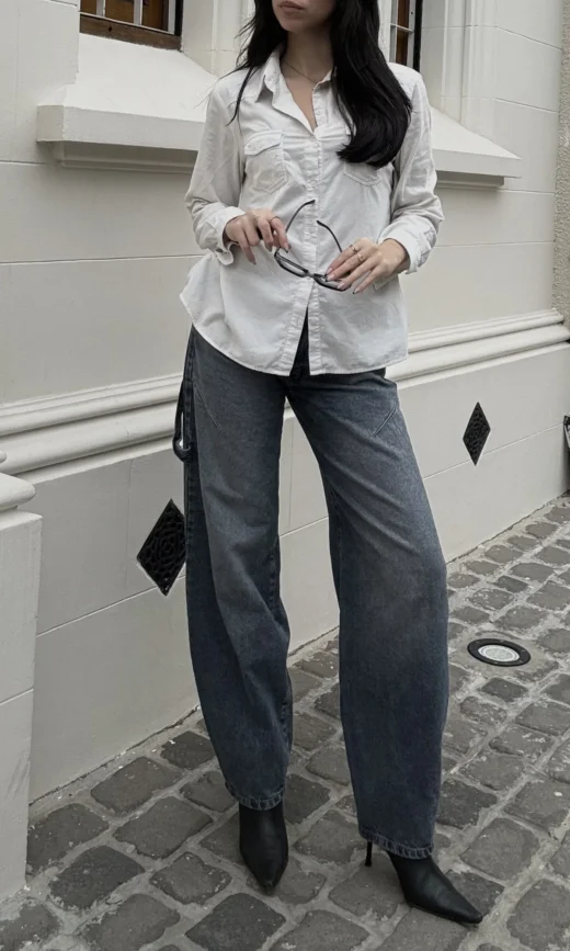 Baggy Celeste Hebillas Tiro Bajo - JUANA