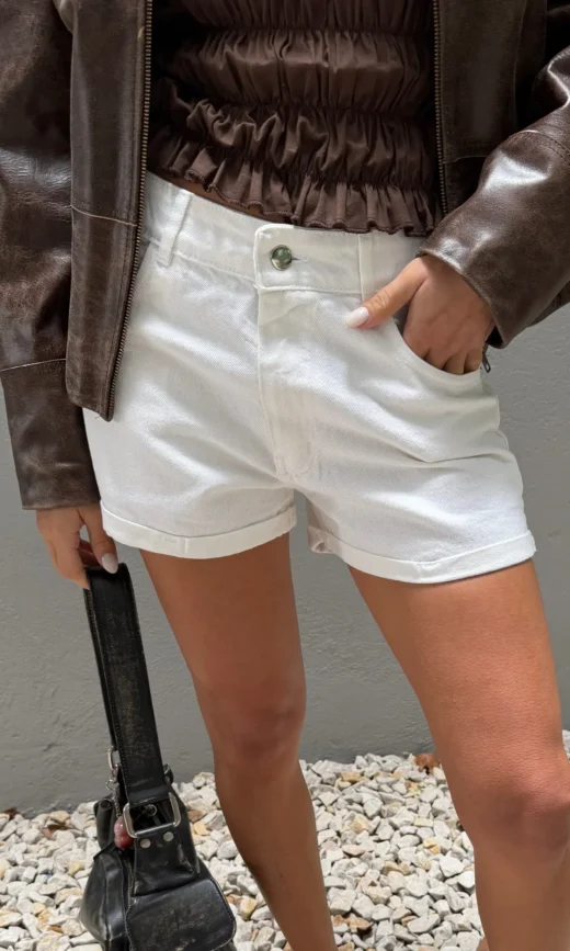 Short Dobladillo Blanco Tiro Bajo- RUTY
